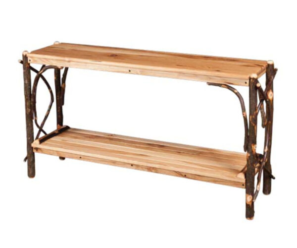 Sofa Table With Solid Top And Slatted Shelves